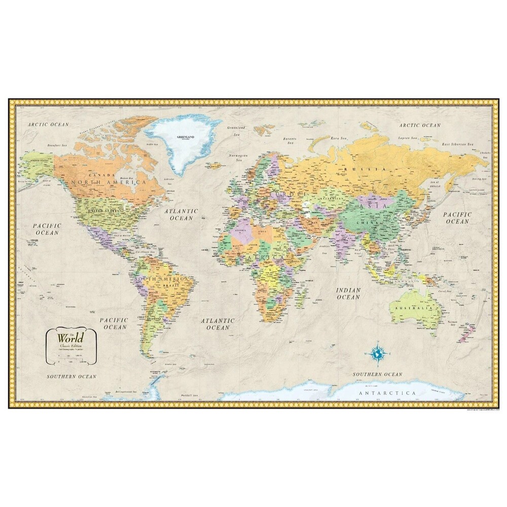 32"x50" United State Map Classic Edition Signature Two-Sided Wall Poster